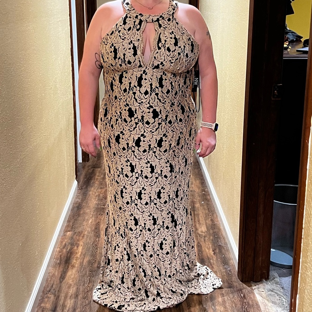Black and gold formal dress